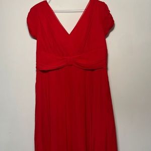 128. Suzi Chin 100% silk, short sleeve, bright red dress tag 18 fits like Large